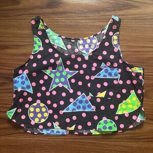 VTG 90s Neon Geometric Crop Tank Top